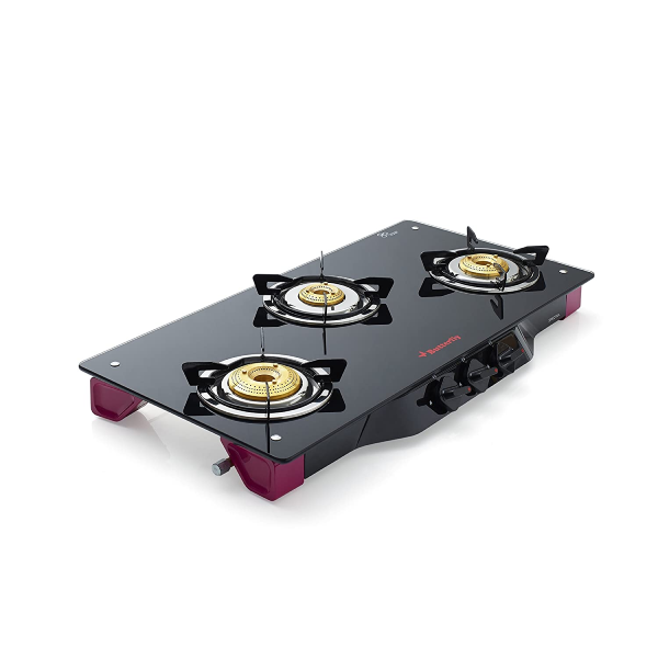 Buy Butterfly Spectra Glass 3 Burner Gas Stove (Black &amp; Pink) - Kitchen Appliances | Vasanthandco